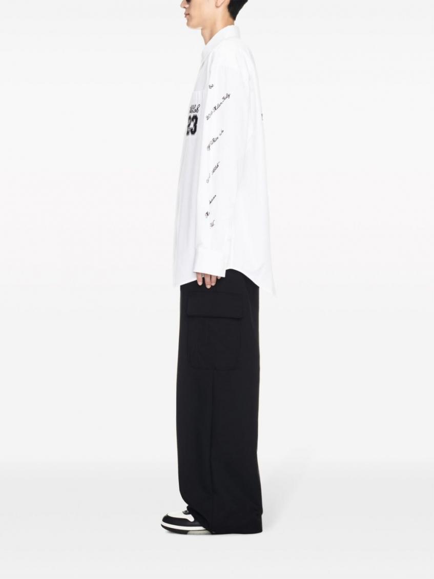Logo-embroidered cotton shirt