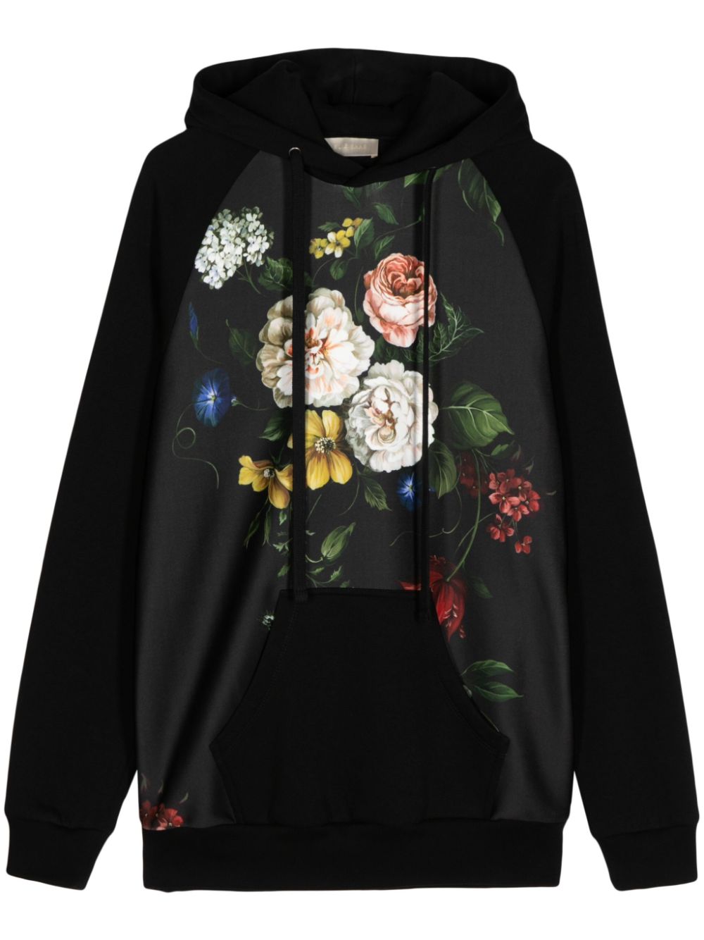 Floral-print hoodie - Black