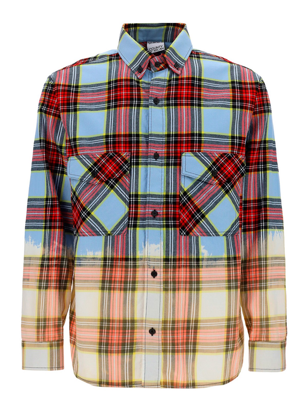 Dyed-effect check shirt - Red