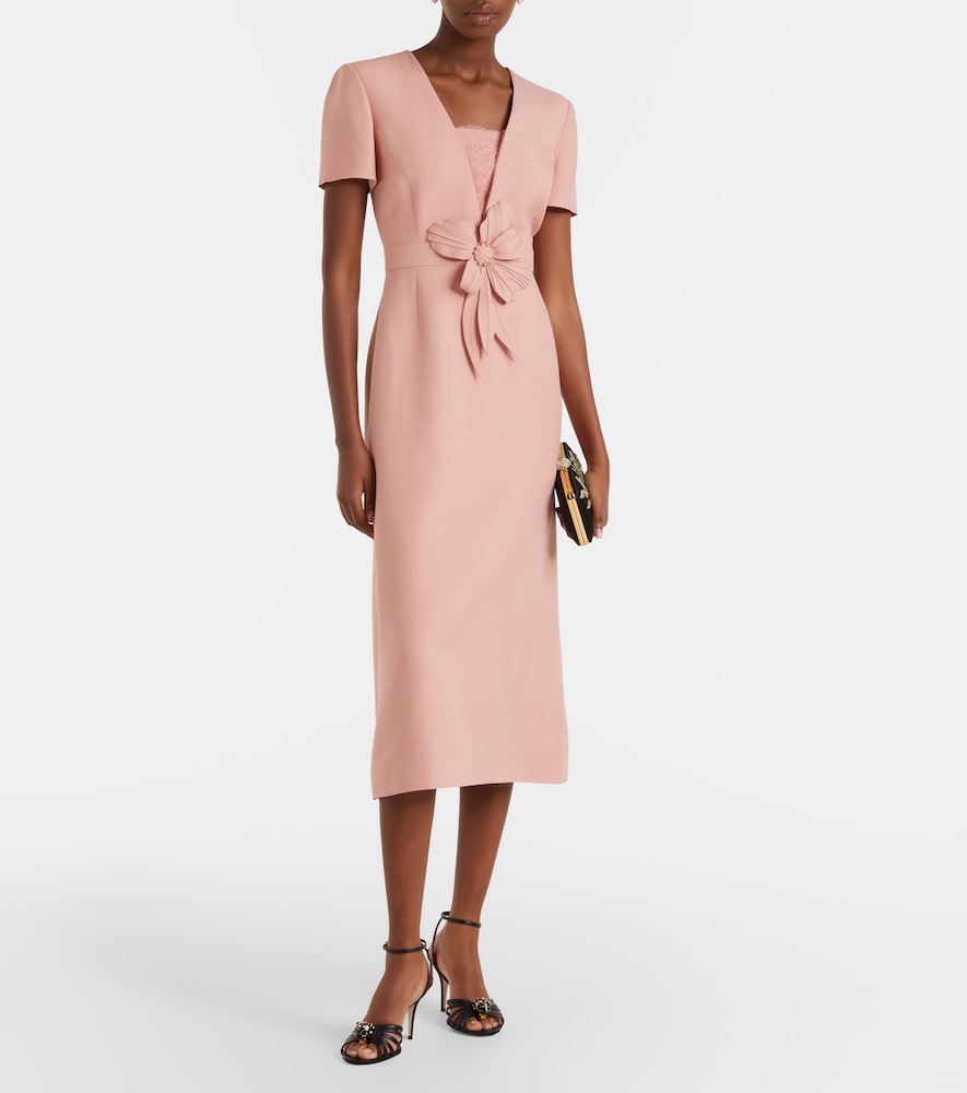 Crepe Couture floral-appliqué midi dress