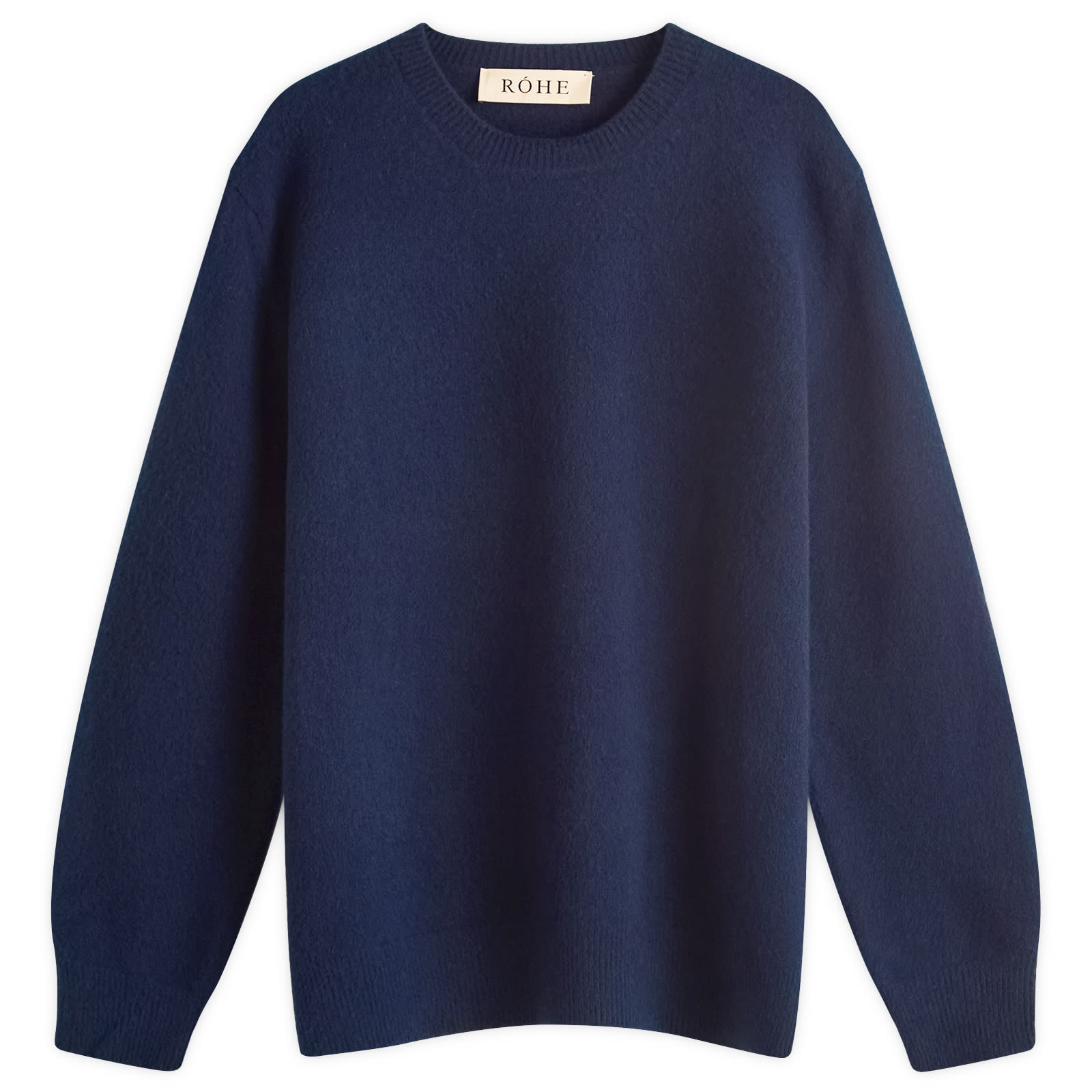 Men's Relaxed Boiled Wool Crew Neck Jumper in Marine Blue