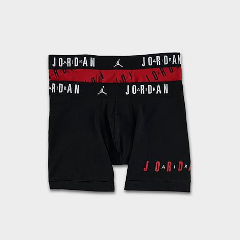 Men's Flight Cotton Stretch Boxer Briefs (2-Pack) in Black/Red