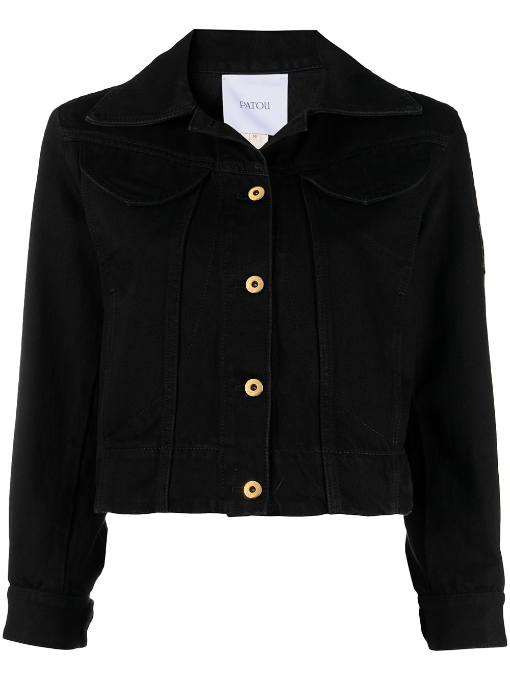 Cropped organic denim jacket - Black