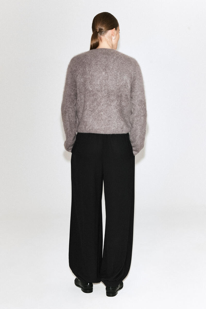 Brushed-Cashmere Crew-Neck Cardigan