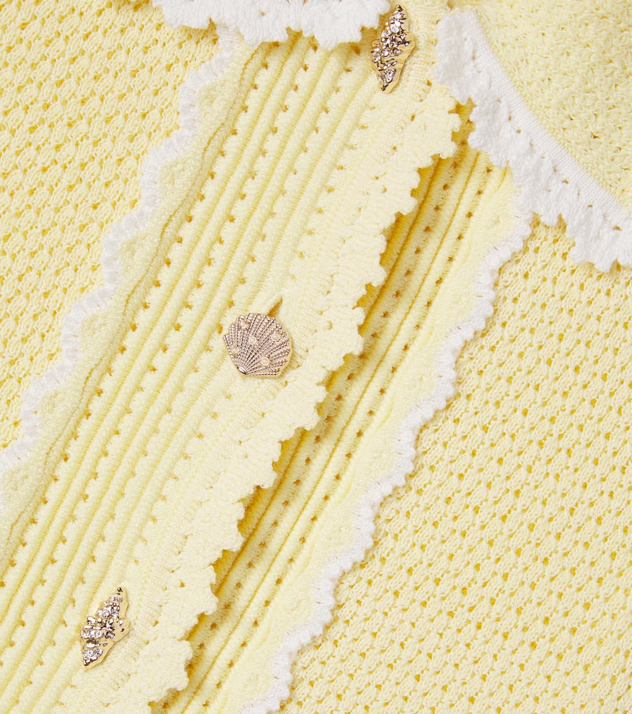 Crystal-embellished pointelle cardigan