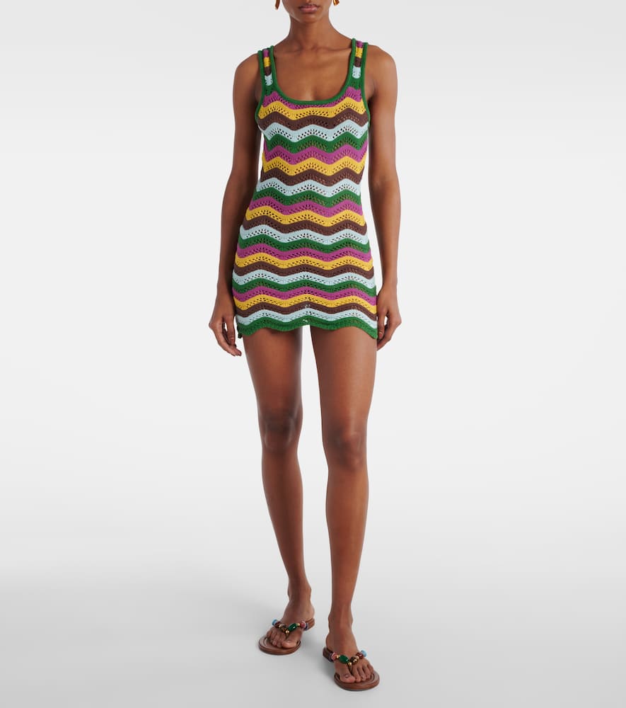 Lindsay striped crochet minidress