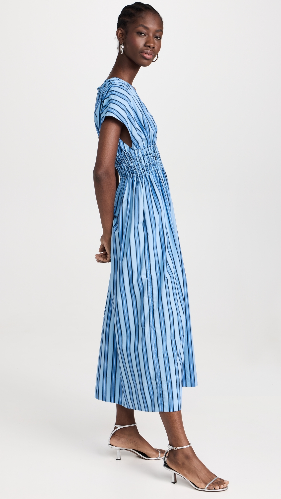 Agnes Midi Dress Akaia Stripe -Blue XXL