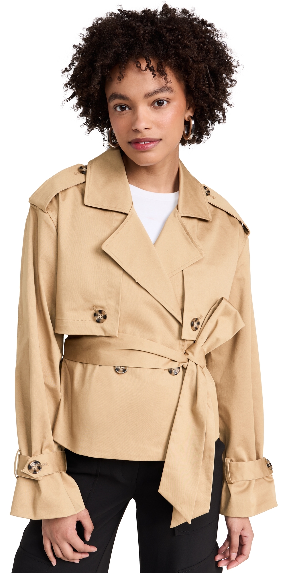 The Cropped Charles Trench Coat Sand