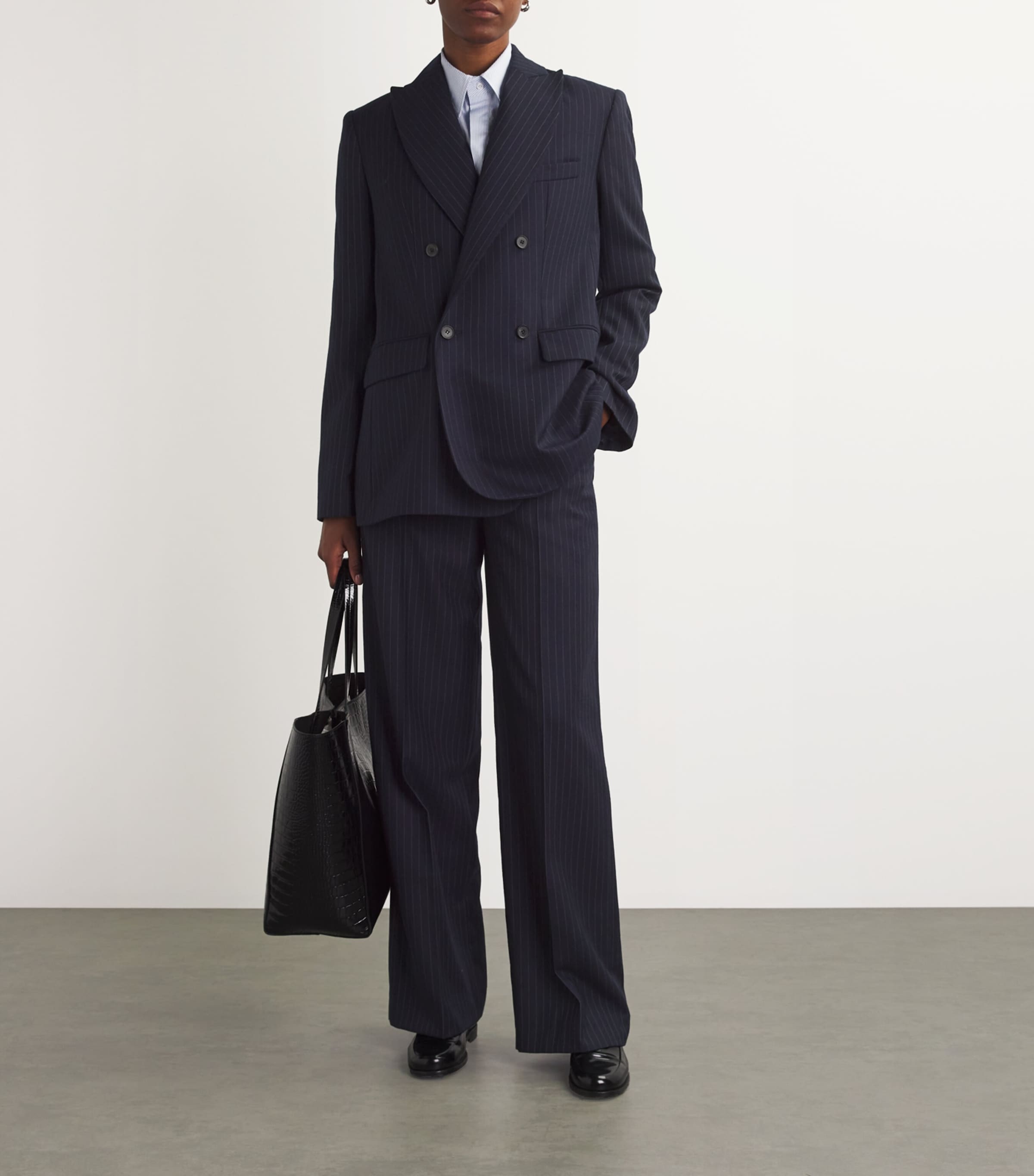 Pinstripe Double-Breasted Blazer