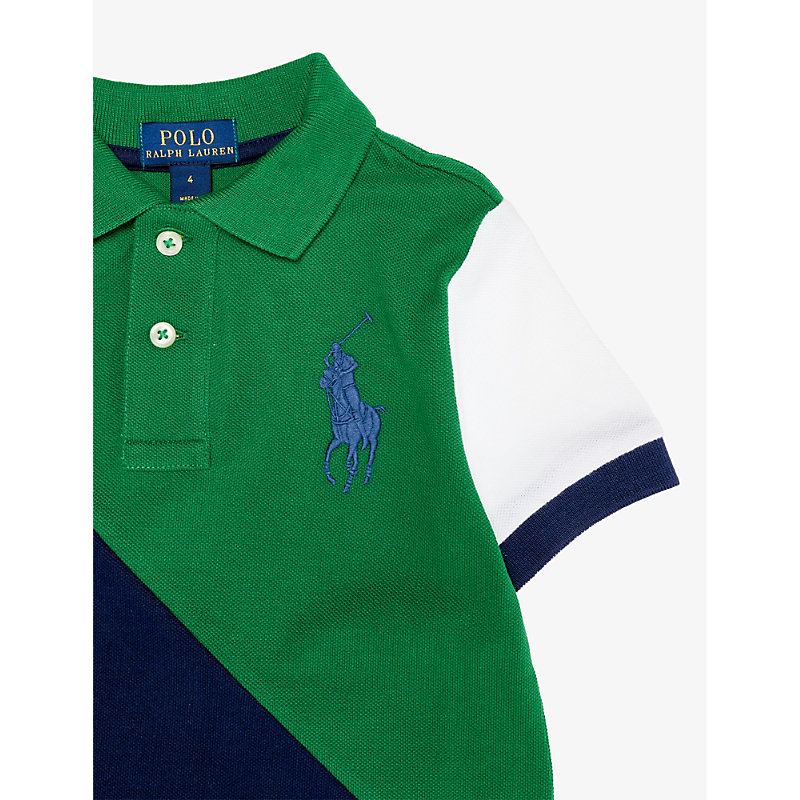 Boys Green Kids Brand-embroidered Cotton-piqué Polo Shirt 4 Years