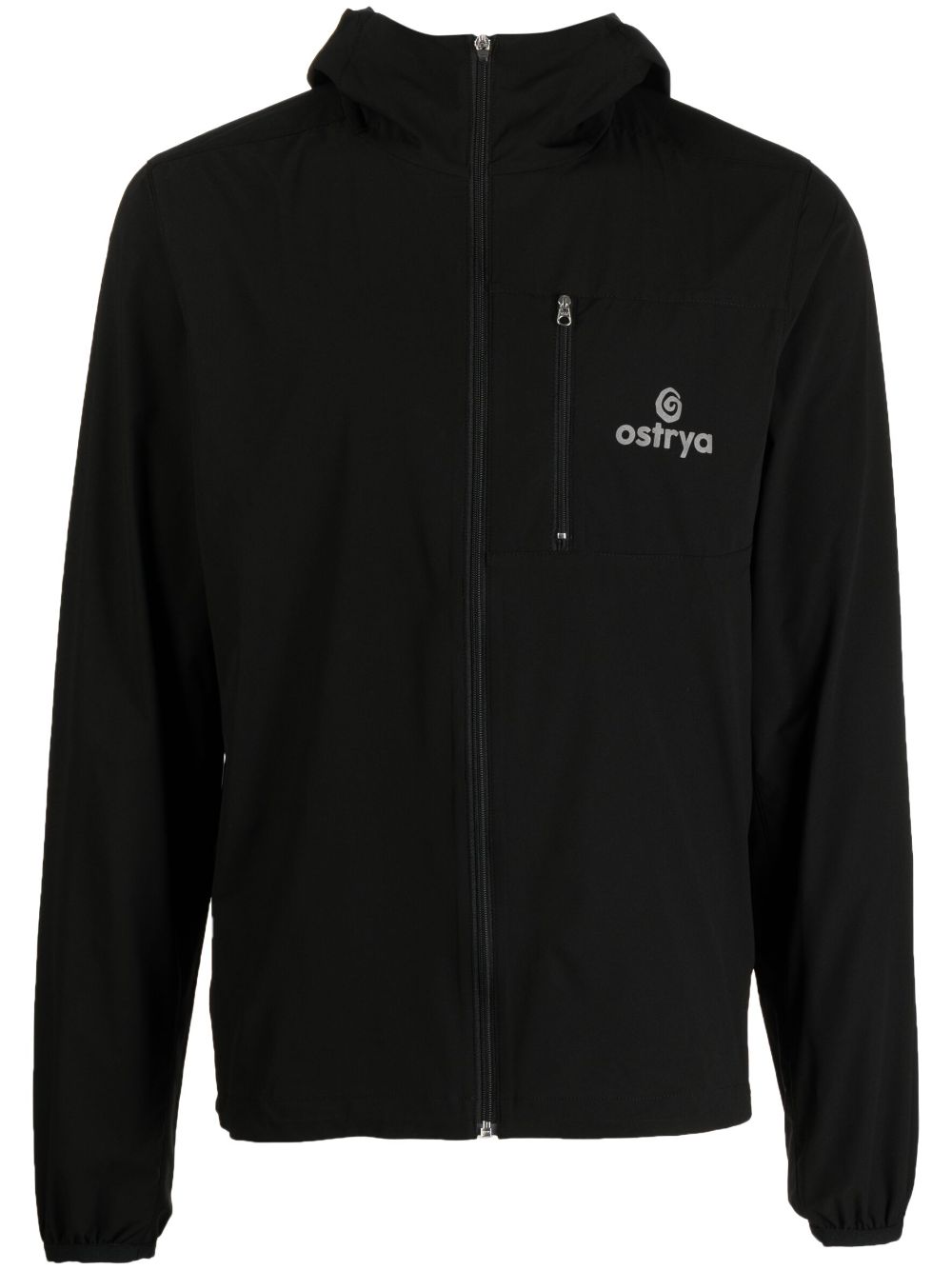 Logo-print hooded jacket - Black