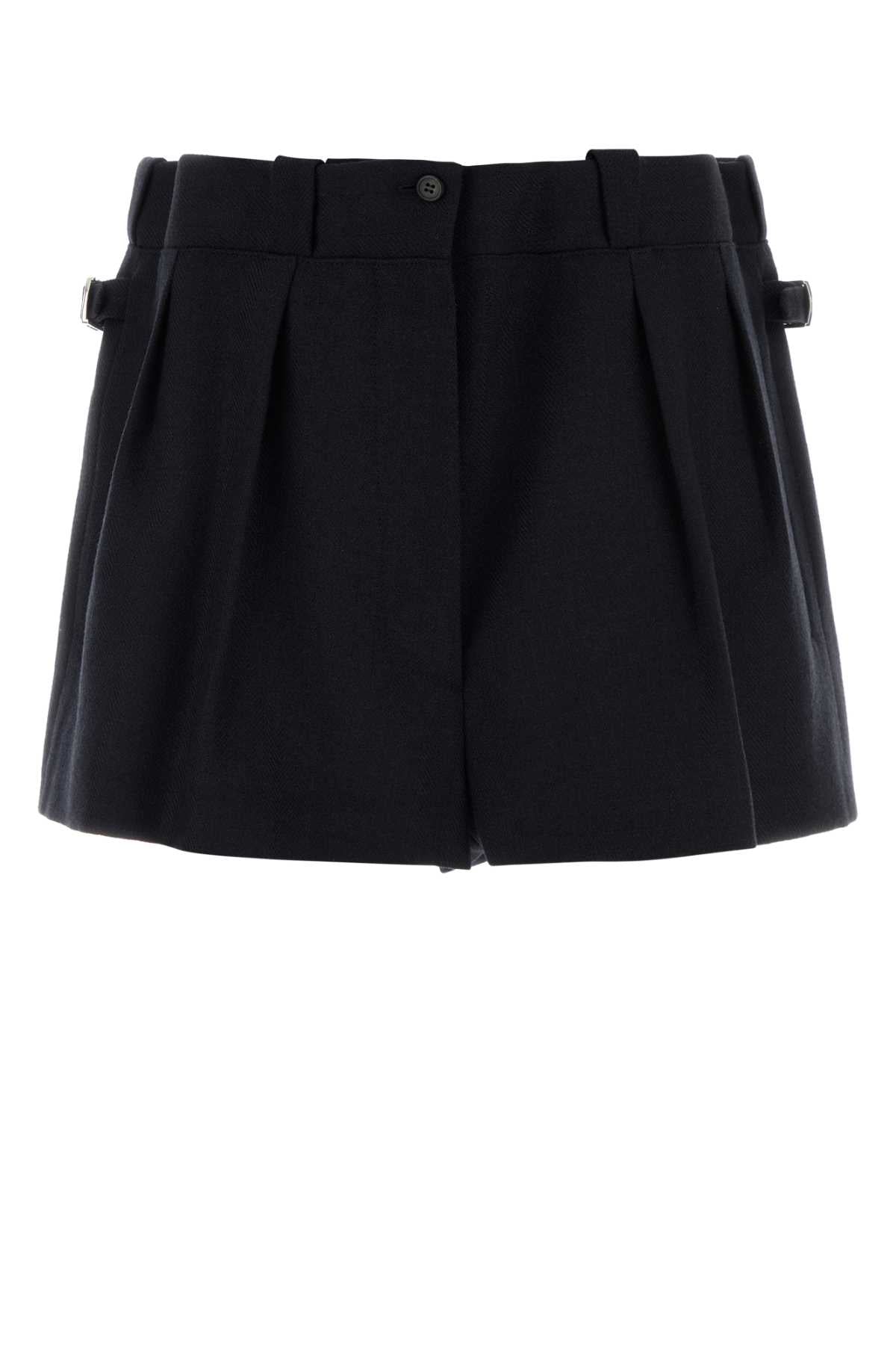 Virgin Wool Bermuda Shorts — Navy