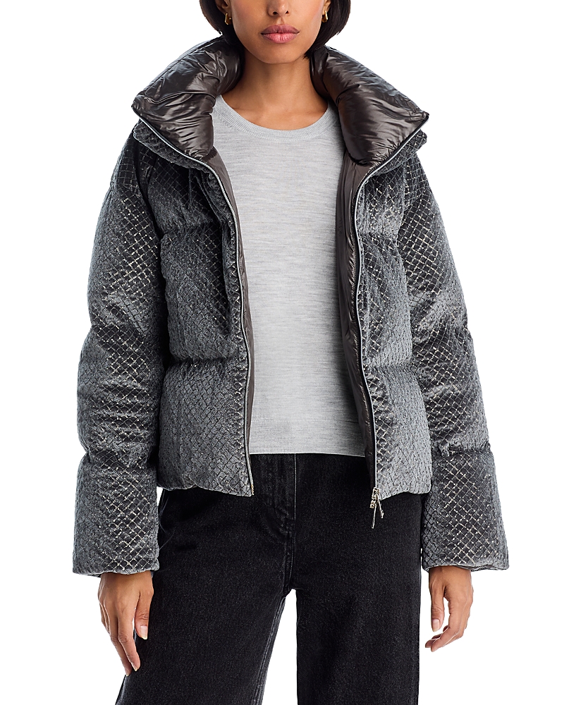 Sequin Velvet Short Puffer Coat