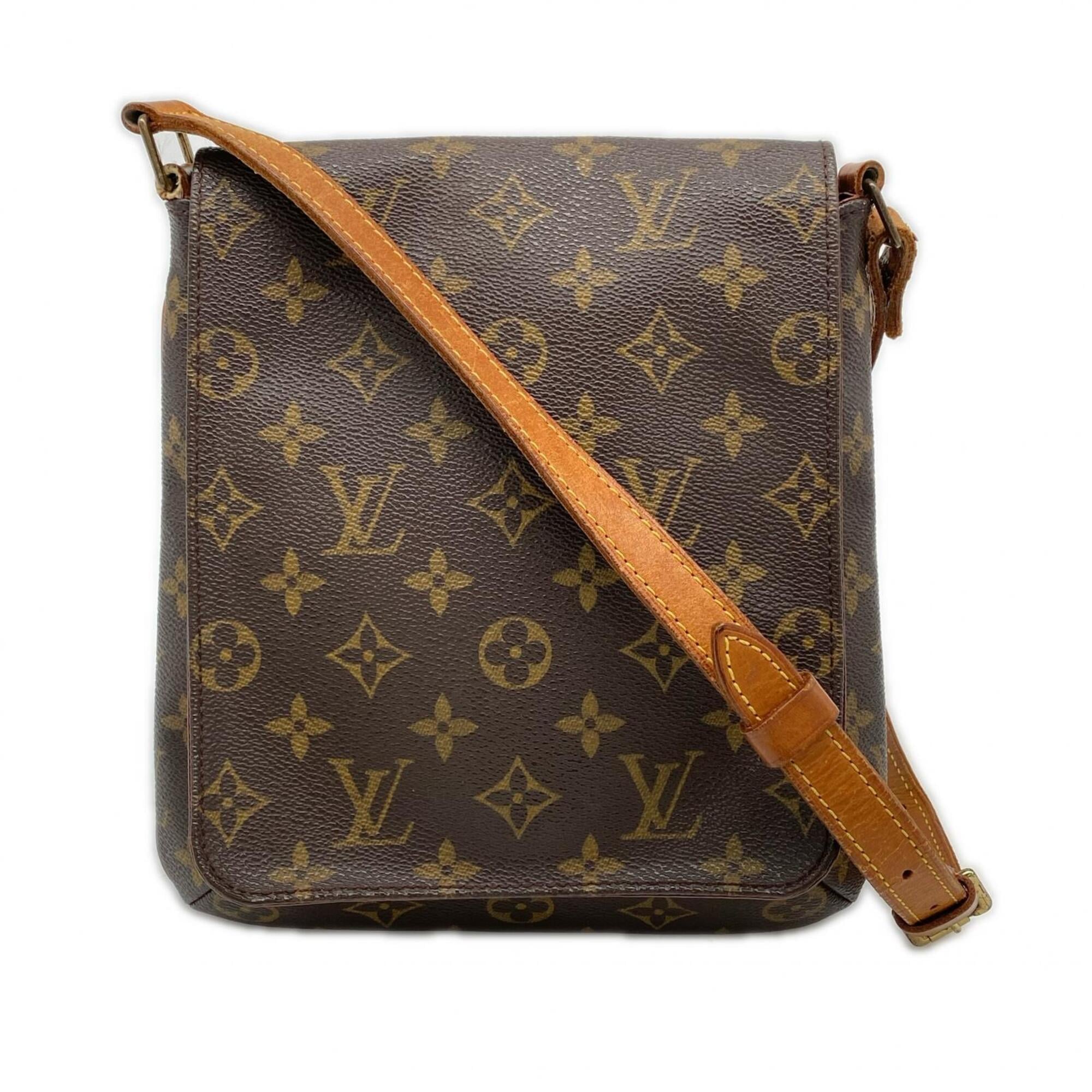 Louis Vuitton Beige Brown Monogram Coated Canvas Leather Shoulder Bag Pre-Owned