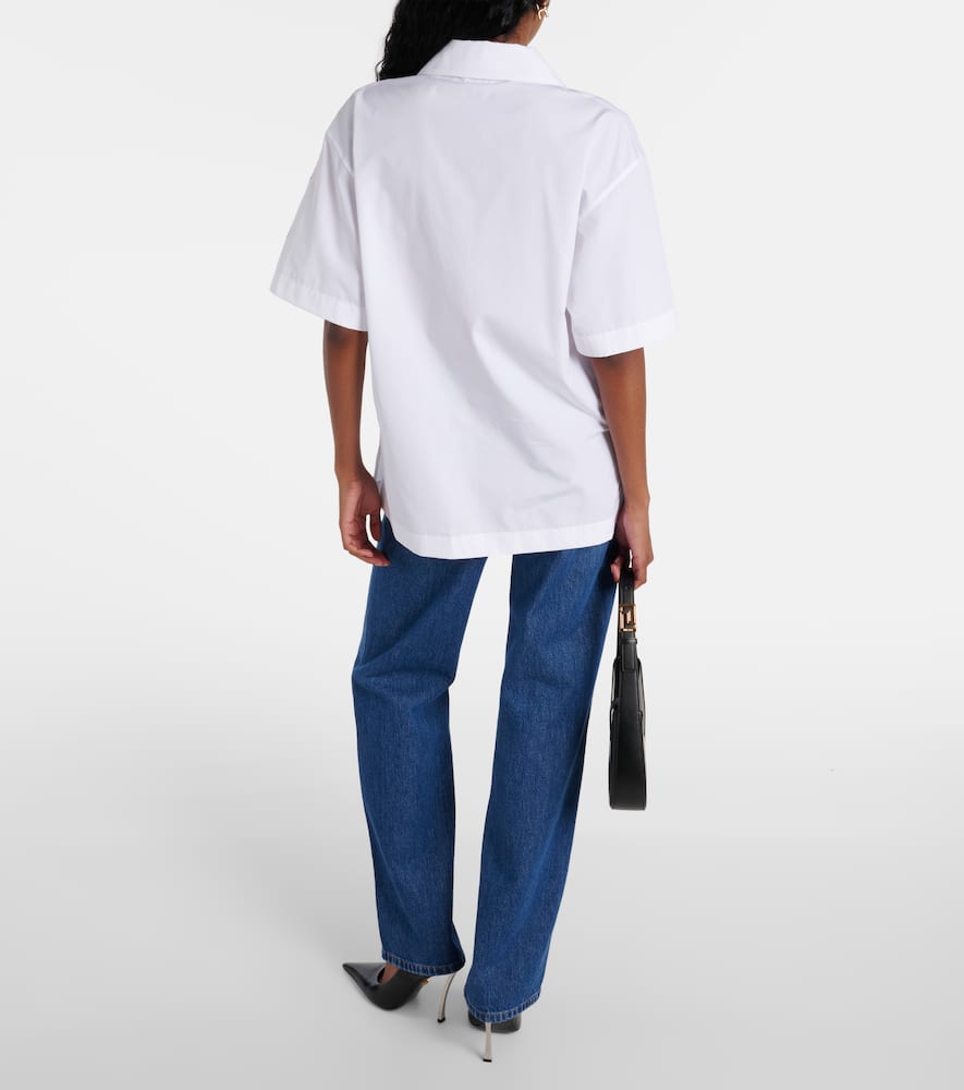 Embroidered cotton poplin bowling shirt