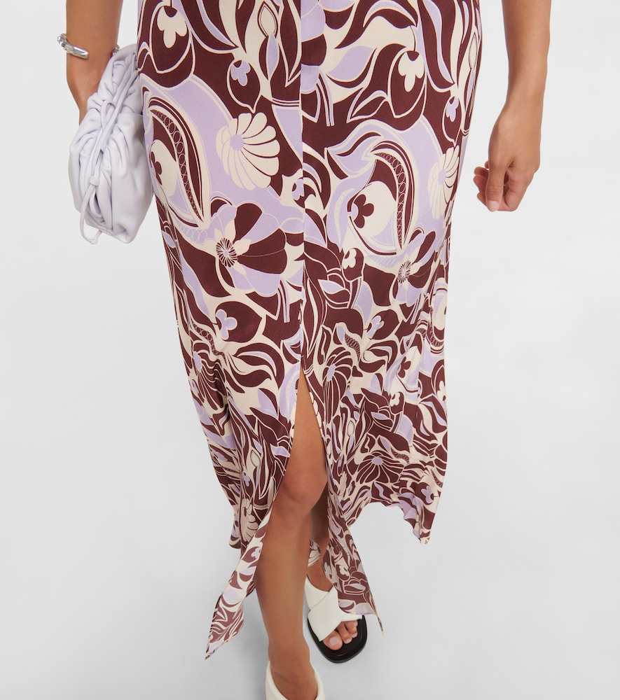 Rixo Kendra printed halterneck silk dress