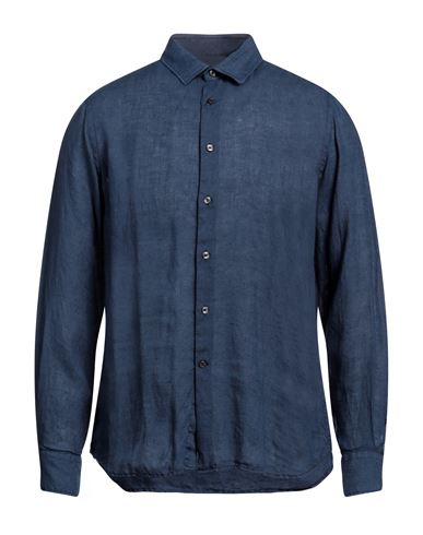 Man Shirt Navy Size 16 Linen