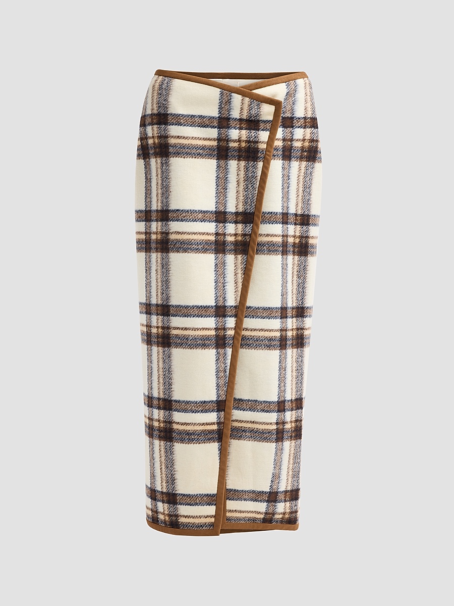Women's Leia Plaid Wrap Maxi Skirt - Cedar Multi