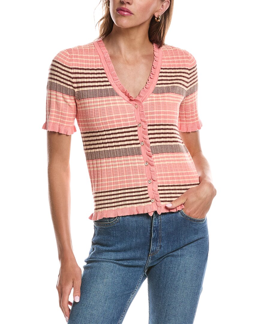 V-Neck Ruffled Button Front Top