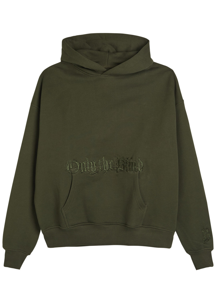 Baroque Calligraphy Embroidered Hooded Cotton Sweatshirt