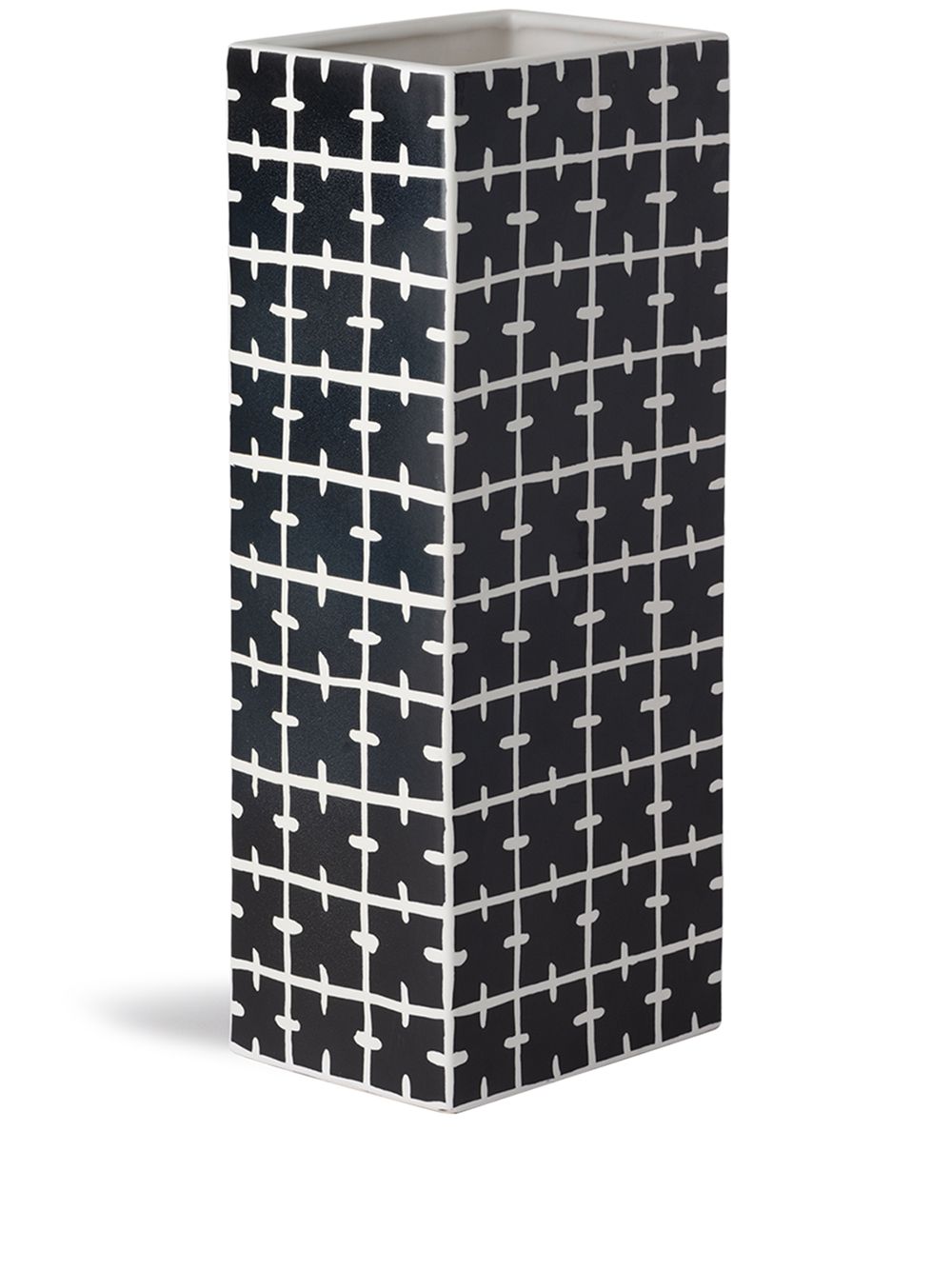 Geometric print rectangular vase - Black
