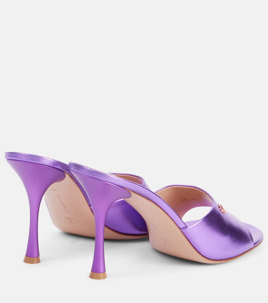 Gianvito Rossi Logo metallic leather mules
