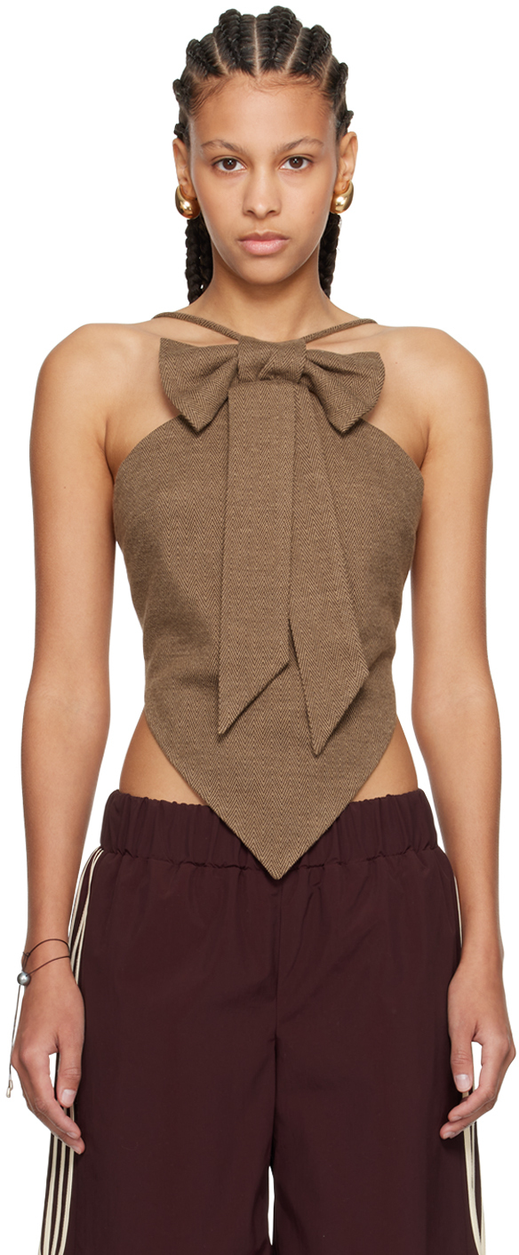 FIDAN NOVRUZOVA Brown Gulya Tank Top