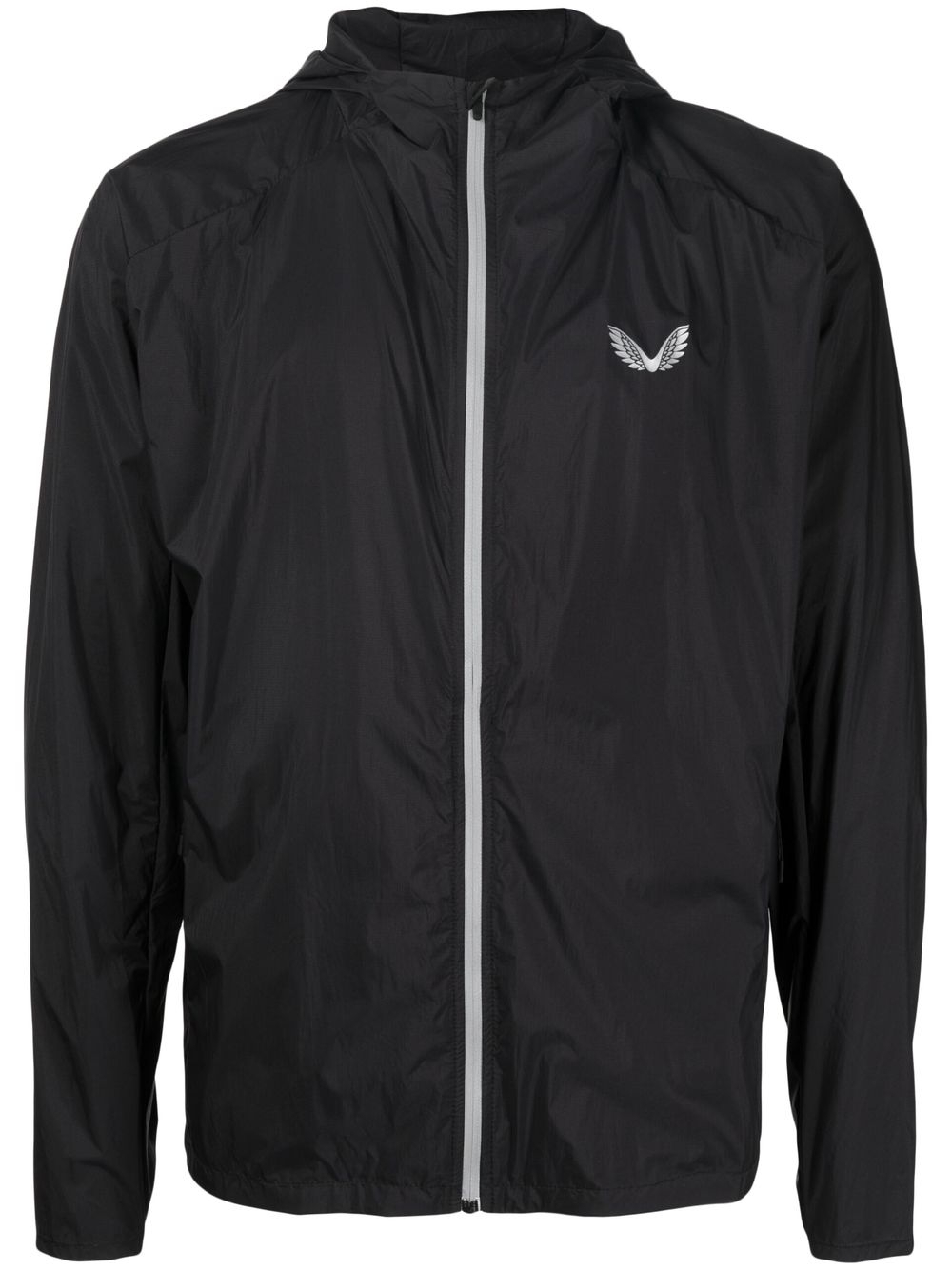 Logo-print hooded jacket - Black