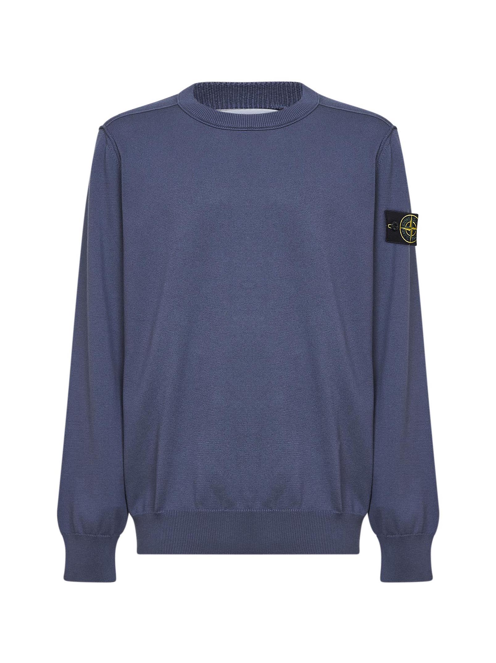 Organic Cotton Knit Crewneck Sweater — Blue