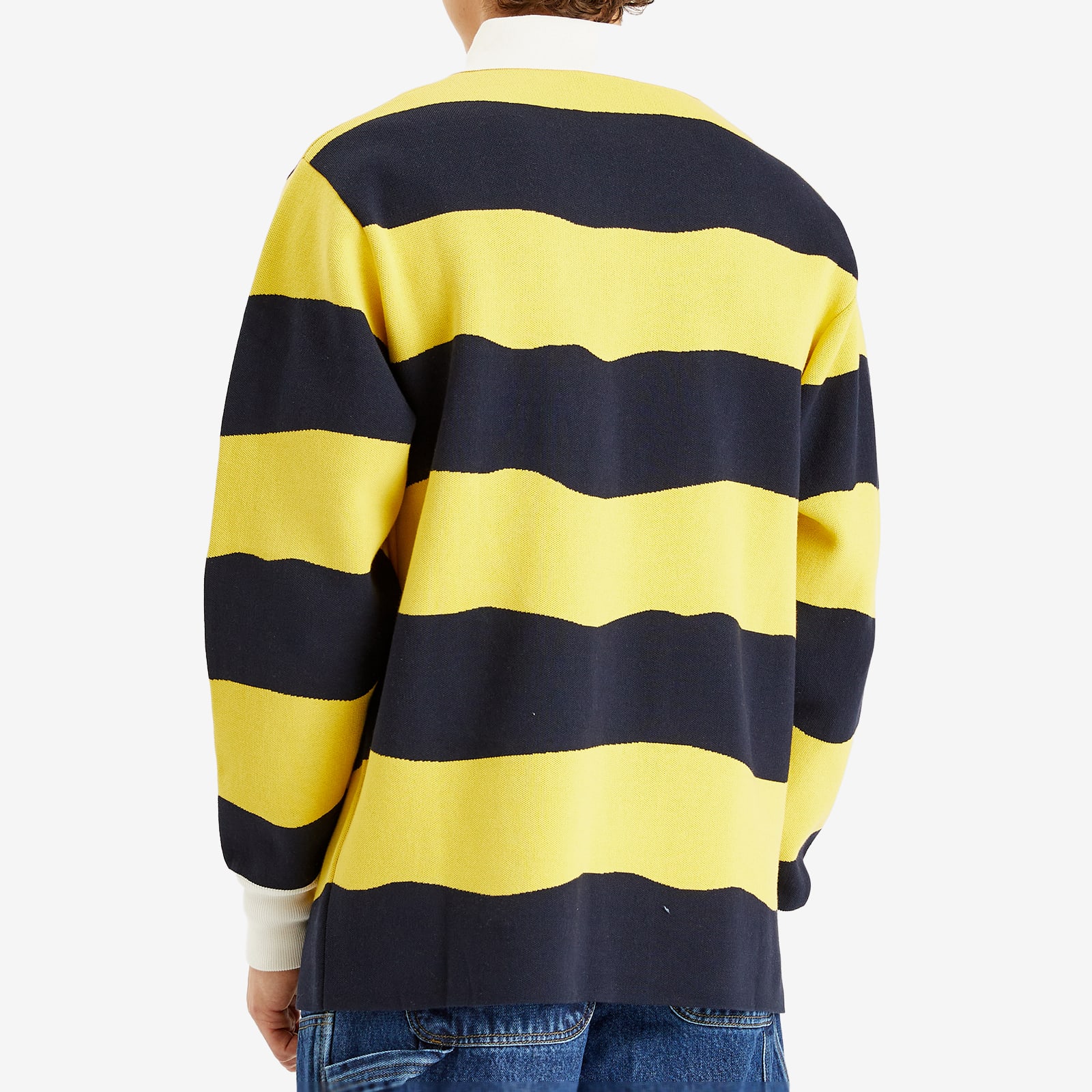 Men's Striped Rugby Polo Yellow/Navy