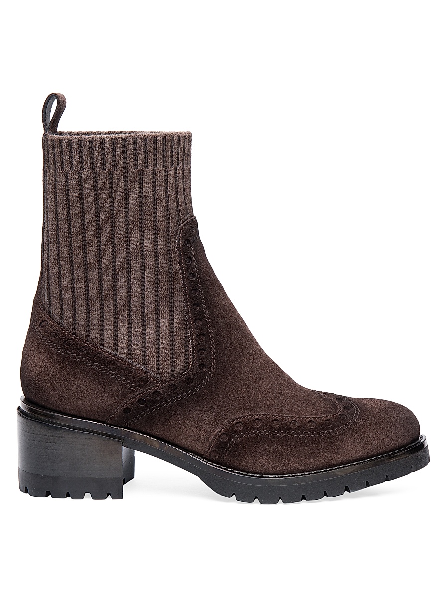 Women's Brogue-Detail Chelsea Booties - Brown