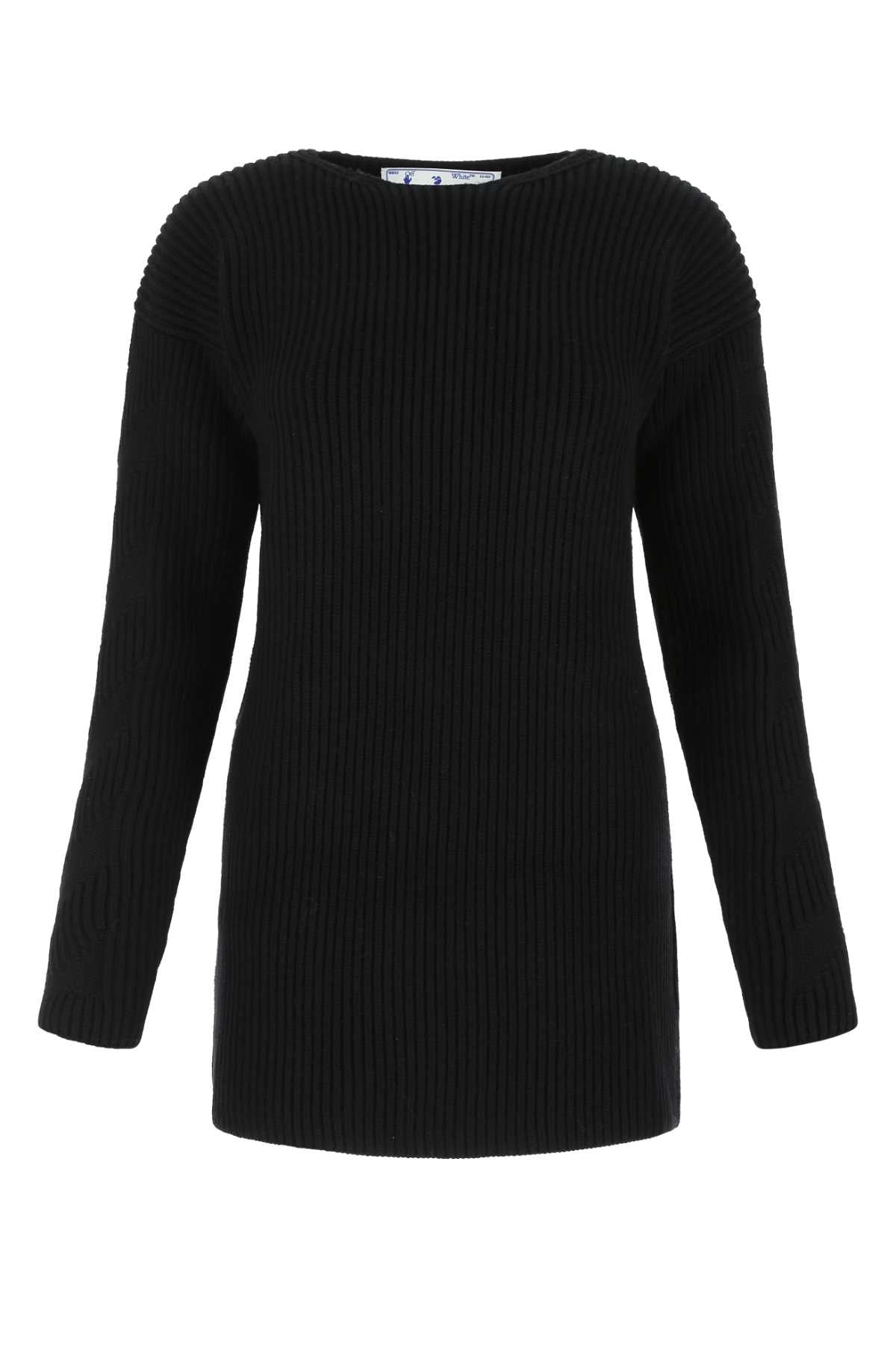 Virgin Wool Ribbed Sweater — Black