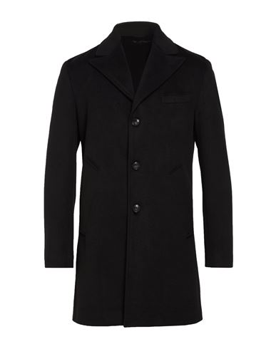 Man Coat Black Size 34 Polyester, Ramie, Elastane