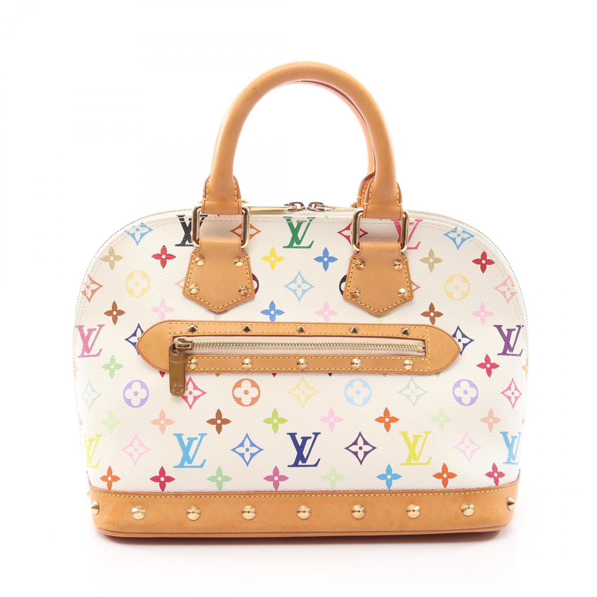 Louis Vuitton Multi-Color White Coated Canvas Leather Handbag Pre-Owned