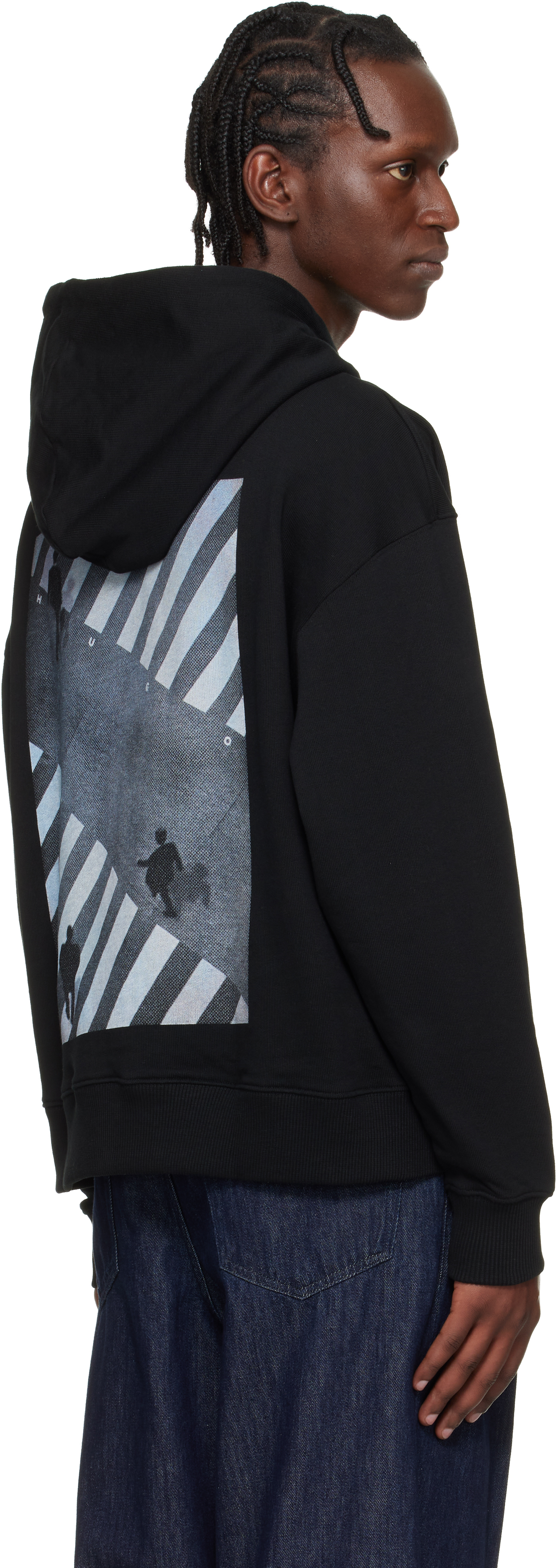 Black Oversized-Fit Graphic Print Hoodie