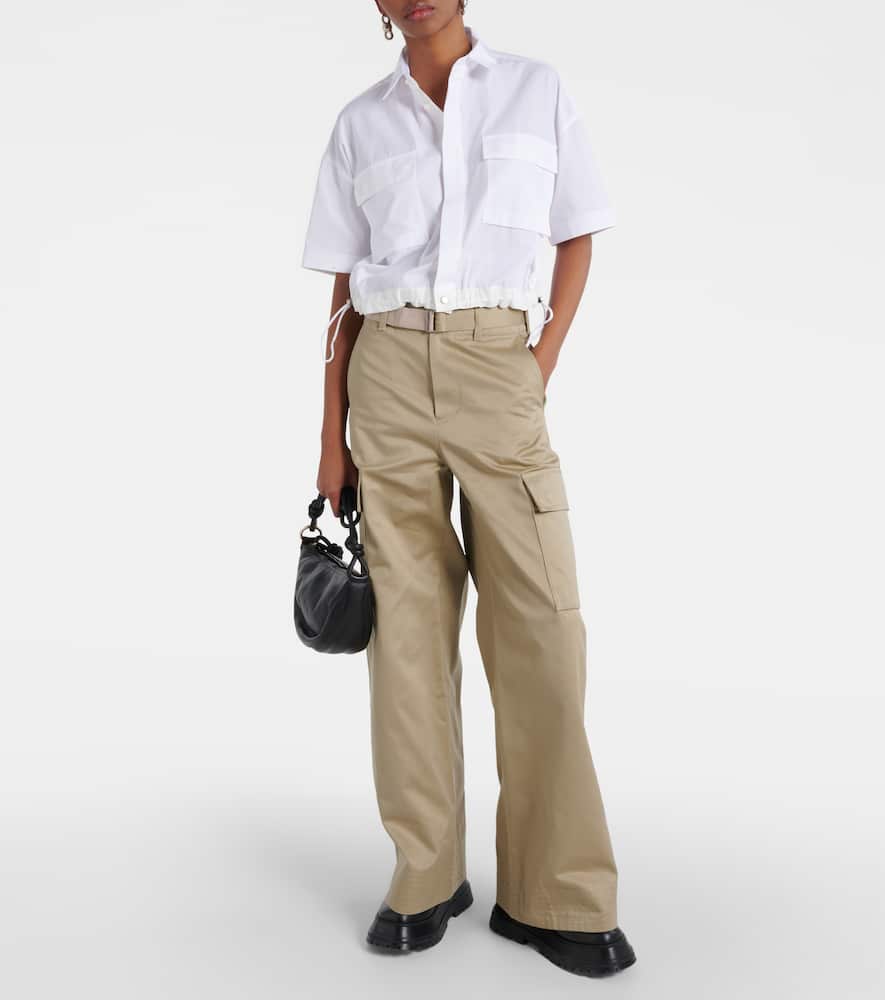 High-rise cotton gabardine straight pants