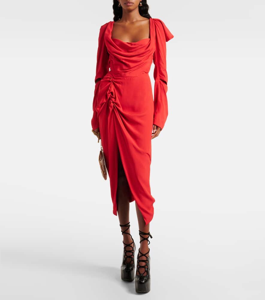 Panther draped midi dress