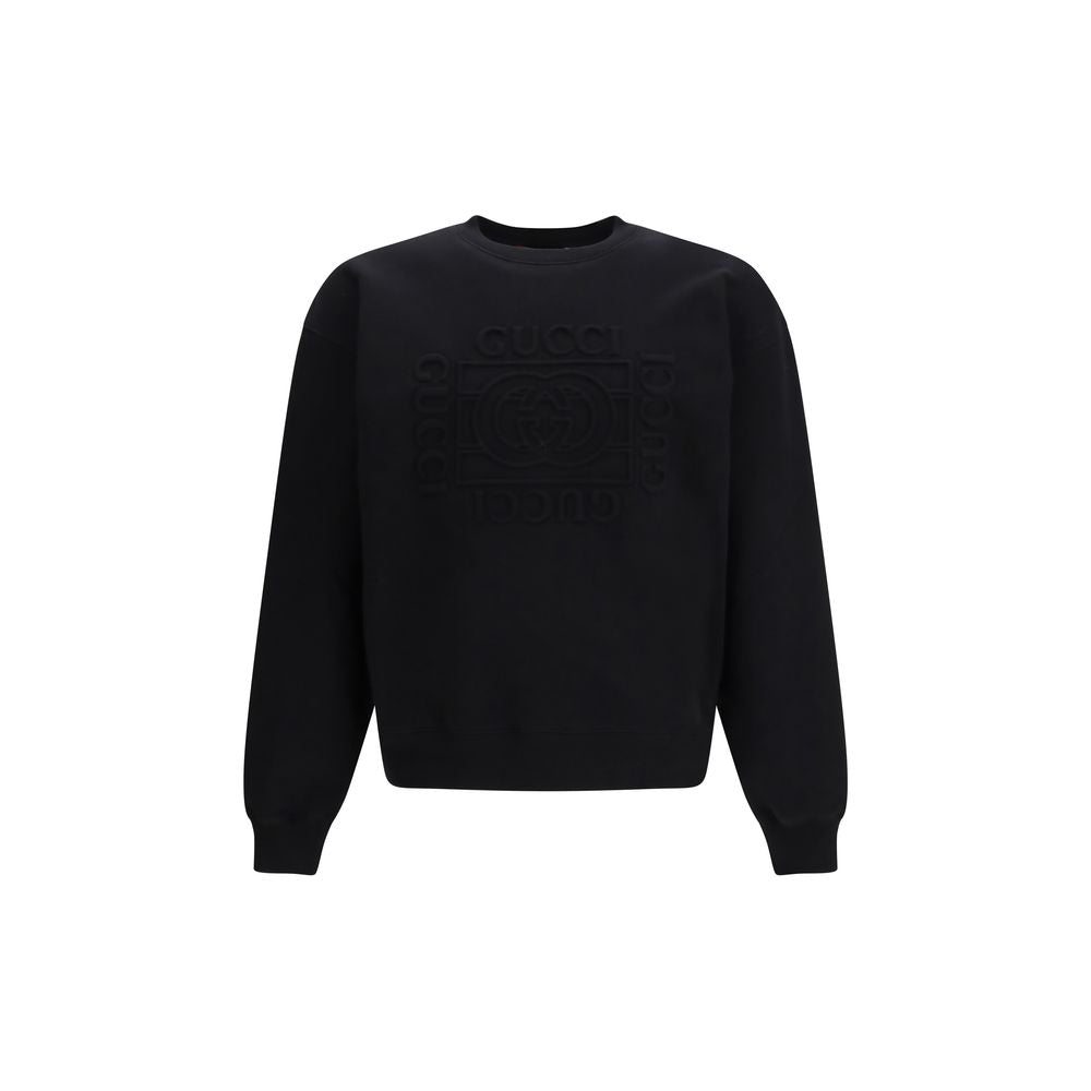Embossed Logo Cotton Sweatshirt — Black