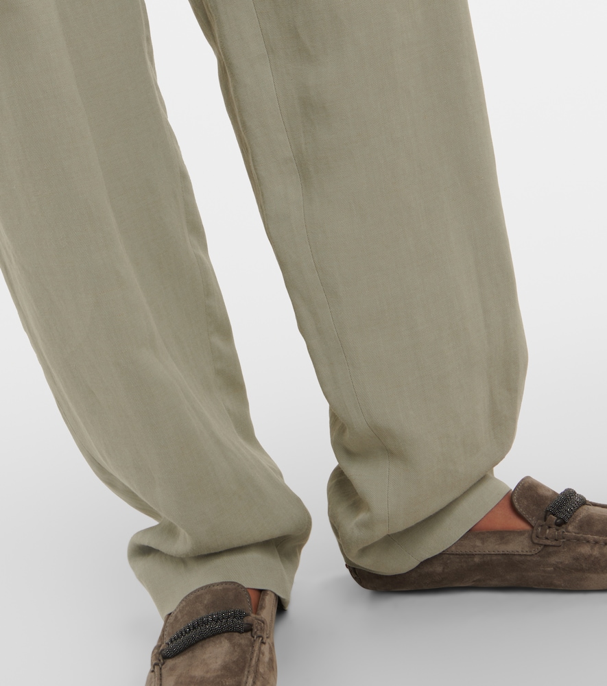 Twill wide-leg pants