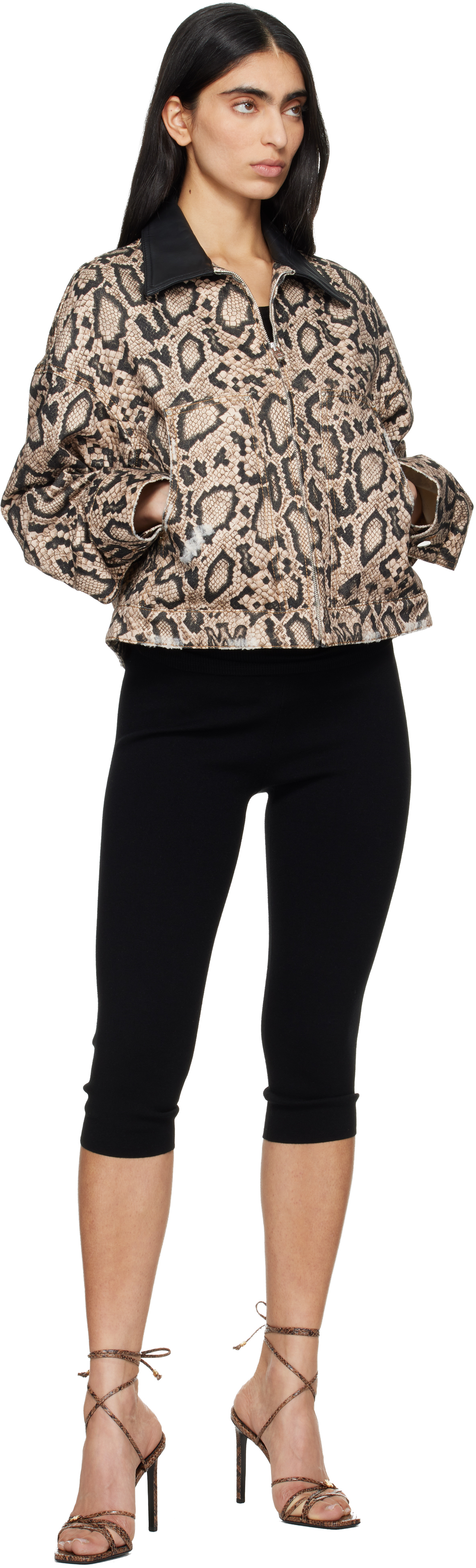Brown & Black Snake Denim Jacket