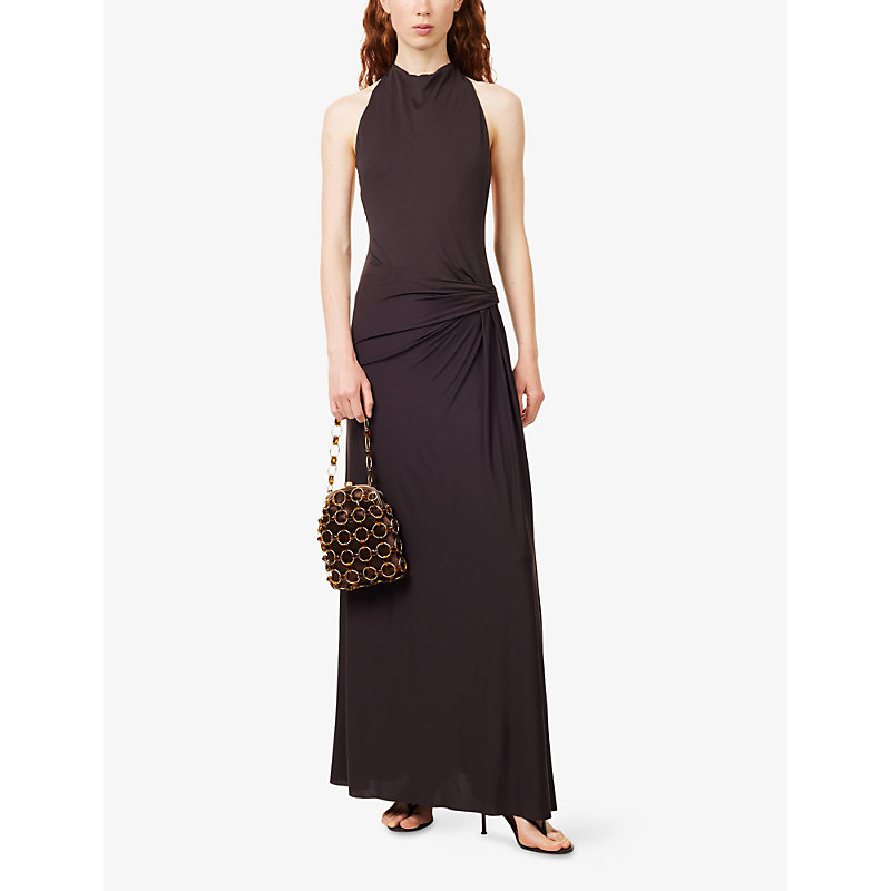 Womens Court Halterneck Stretch-Jersey Maxi Dress