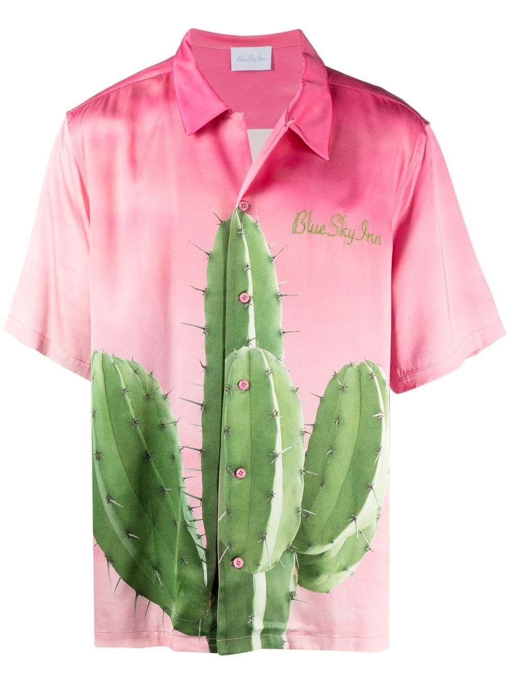 Cactus print satin finish shirt - Pink