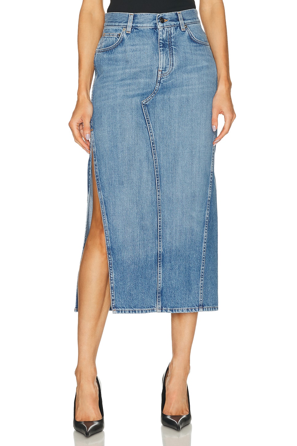 Givenchy Long Denim Skirt in Medium Blue - Blue.  38 also in 34