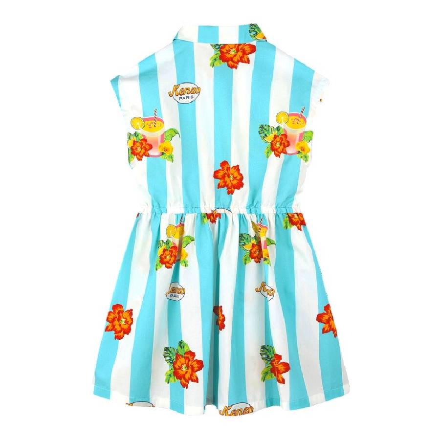 Girls Stripe Pattern Floral Dress