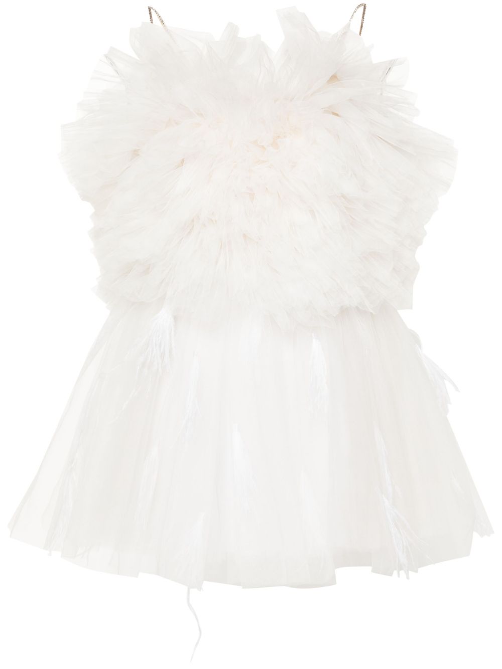 Round-neck ruffled minidress - White