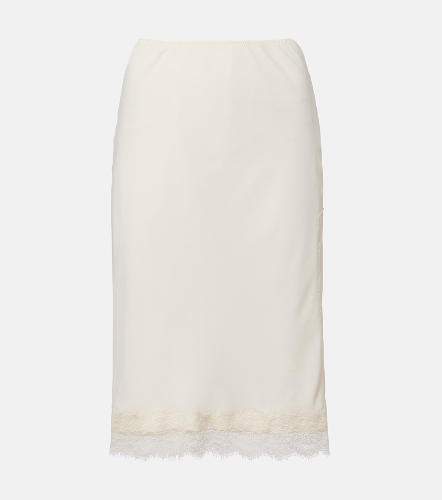 Róhe Lace-trimmed satin slip skirt