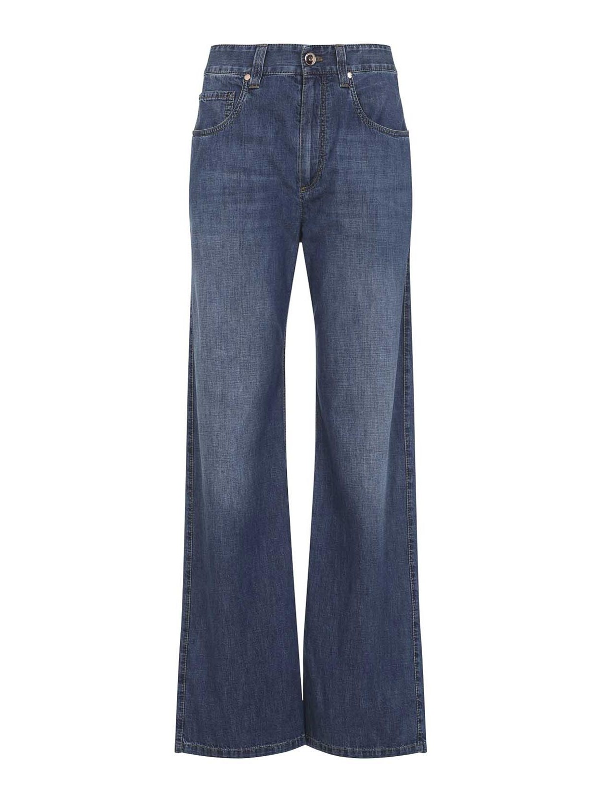 Brunello Cucinelli - wide leg denim trousers five pocket style
