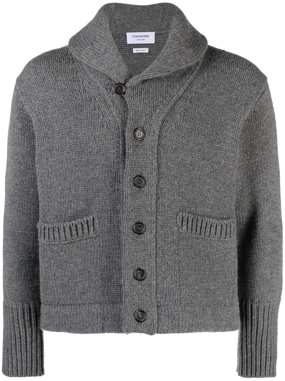 Shawl-collar knit cardigan - Grey
