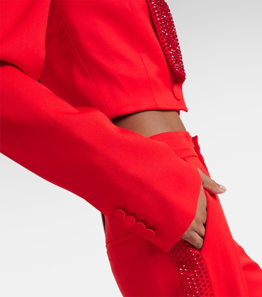 Crystal-embellished cropped wool blazer