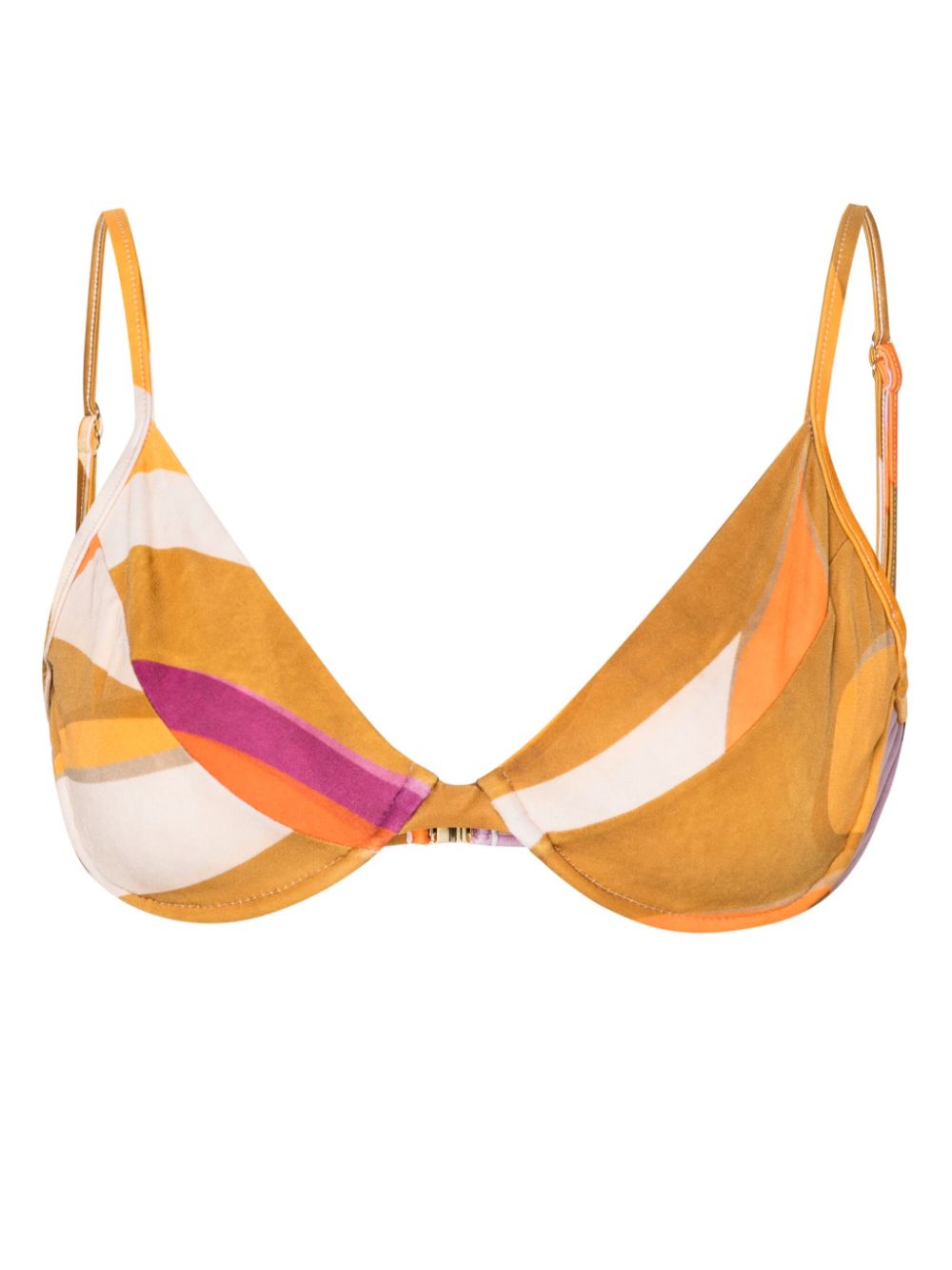 Abstract-print bikini top - Neutrals